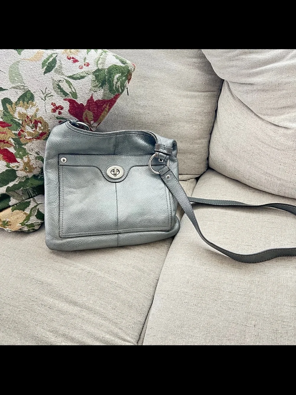 Coach Pebbled Leather Crossbody Bag in Slate Gray